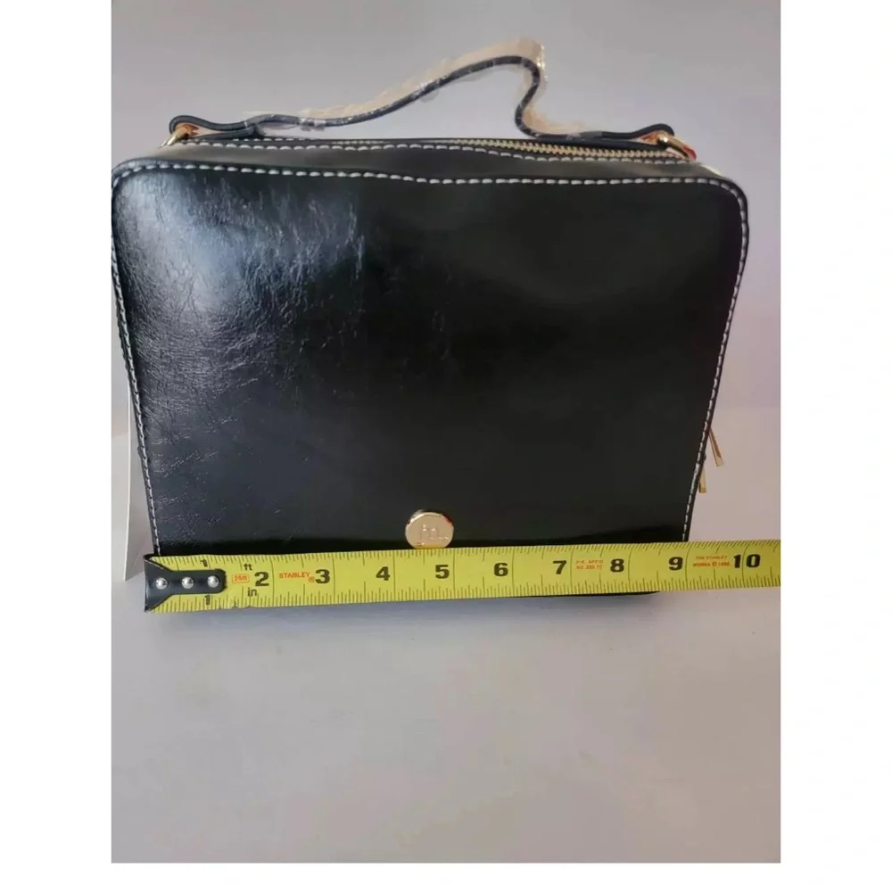 Jessica Moore Women's Black Faux Leather Clutch Crossbody Bag Medium NWT